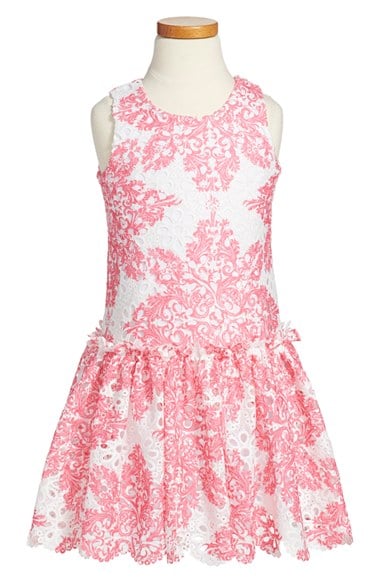 Halabaloo Eyelet Sleeveless Dress in Pink for Toddler Girls, Little Girls & Big Girls