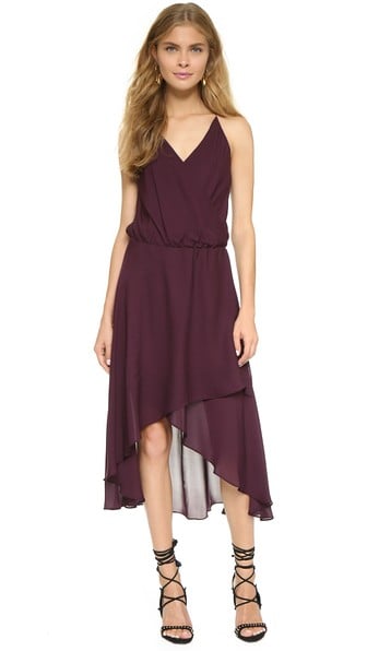 Haute Hippie Halter Wrap High / Low Dress in color fig shopbop wrap dresses 