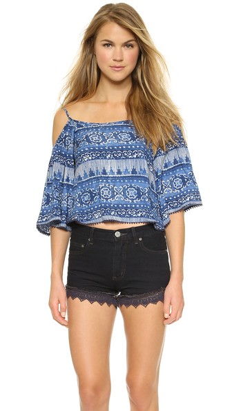 House of Harlow 1960 Pasadena Off Shoulder Top in Indo Print