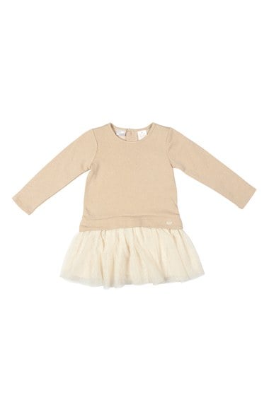 Kardashian Kids French Terry & Tulle Dress in Gold