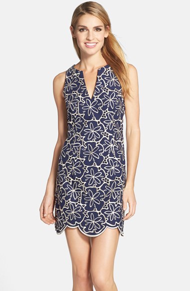 Lilly Pulitzer Augusta Metallic Shift Dress in True Navy