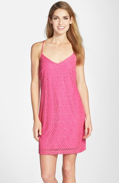 Lilly Pulitzer Dusk Metallic Lace Slipdress in Pop Pink