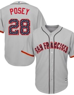 Majestic Buster Posey San Francisco Giants Gray Stars & Stripes 4th of July Cool Base Player Jersey