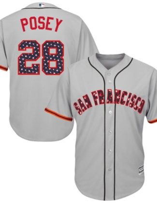 Majestic Buster Posey San Francisco Giants Gray Stars & Stripes 4th of July Cool Base Player Jersey