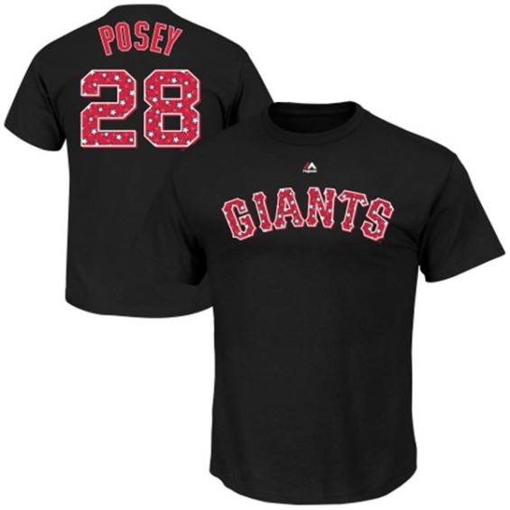 Majestic Buster Posey San Francisco Giants Youth Black Stars & Stripes Player Name & Number T-Shirt