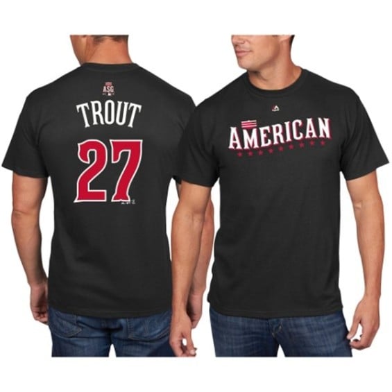 Majestic Mike Trout Los Angeles Angels of Anaheim Black 2015 All-Star Game Name & Number T-Shirt