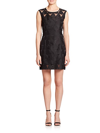 Milly Sateen Illusion Shift Dress in black