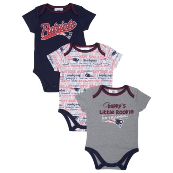 New England Patriots Infant Gray 3-Piece Bodysuit Creeper Set