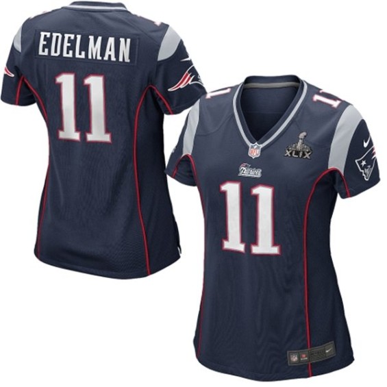 New England Patriots Women's Julian Edelman Nike Navy Blue Super Bowl XLIX Game Jersey