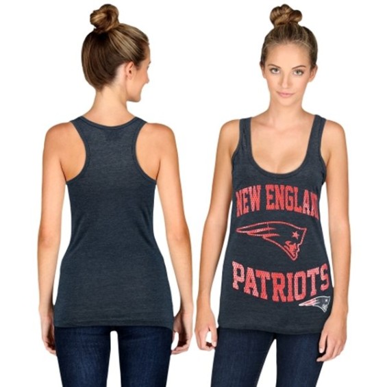 New England Patriots Women's Navy End Around Tri-Blend Tank Top