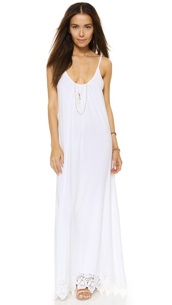 Nightcap Clothing Lace Hem Maxi Dress in White lace dresses 