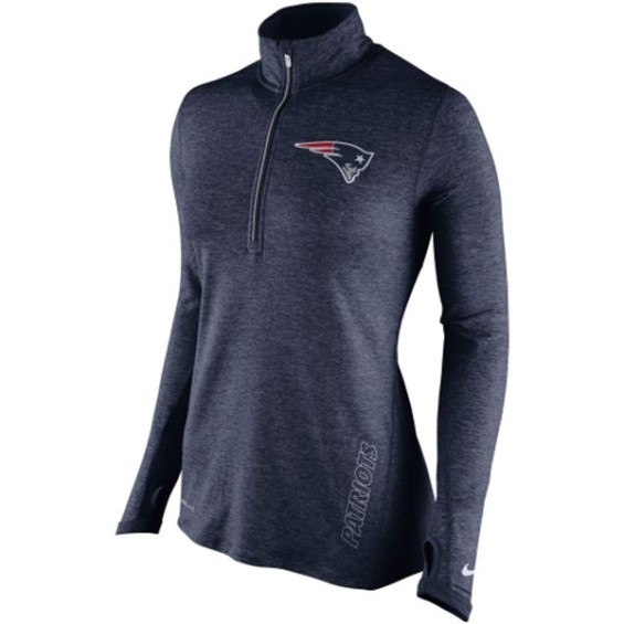 Nike New England Patriots Women's Navy Stadium Element 1:2 Zip Performance Jacket