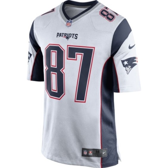 Nike Rob Gronkowski New England Patriots White/Navy Blue Game Jersey