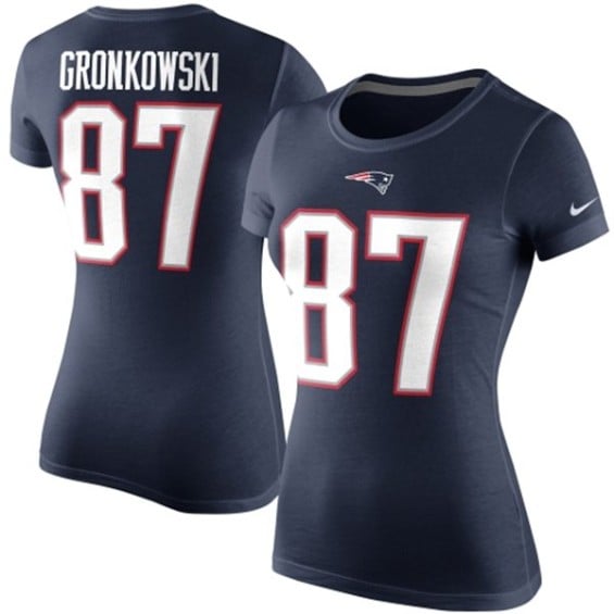 Nike Rob Gronkowski New England Patriots Women's Navy Blue Player Name & Number T-Shirt