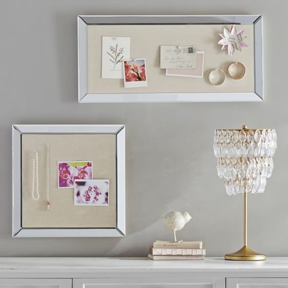 Pottery Barn Teen Mirror Framed Pinboard