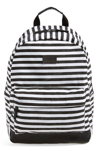 Rip Curl Cross the lines stripe backpack in black and white