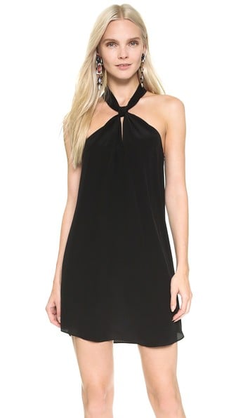 Rory Beca Front Knot Halter Silk Dress in Onyx