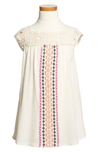 Roxy Tiki Flare Embroidered Dress for Toddler Girls and Little Girls in 3T, 4T in Whisp White