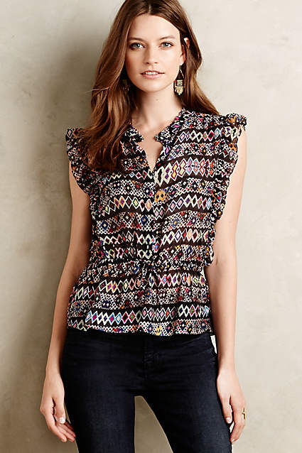 Ruffled Peplum Top by Carolina K in Sand