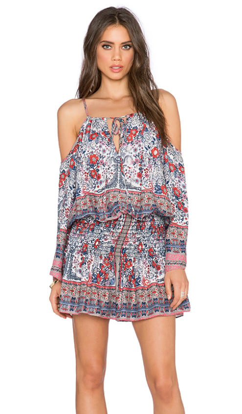SHIRRED WAIST DRESS By BLUE LIFE in RED BLUE MANDALA