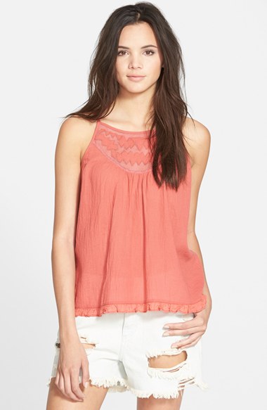 Sun & Shadow Ruffle Camisole (Juniors) in Red Mineral