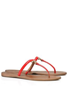 Tory Burch T LOGO FLAT THONG SANDAL in Poppy Red