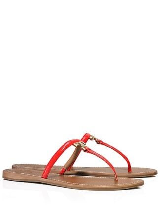 Tory Burch T LOGO FLAT THONG SANDAL in Poppy Red