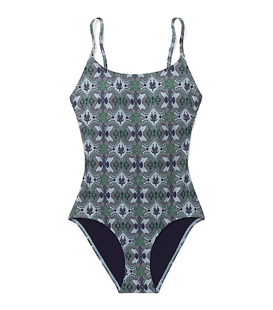 Tory Burch LAGUNA ONE-PIECE Bathing Suit BEDFORD GRAY BUKHARA B