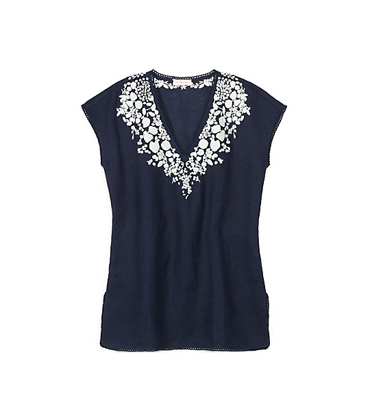 Tory Burch ISSY TUNIC in Tory Navy/Ivory