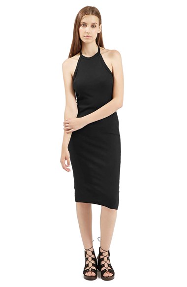 Topshop Halter Neck Midi Dress in Black