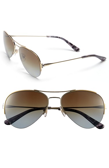 Tory Burch 55mm Rimless Aviator Polarized Sunglasses (Nordstrom Exclusive) in Gold