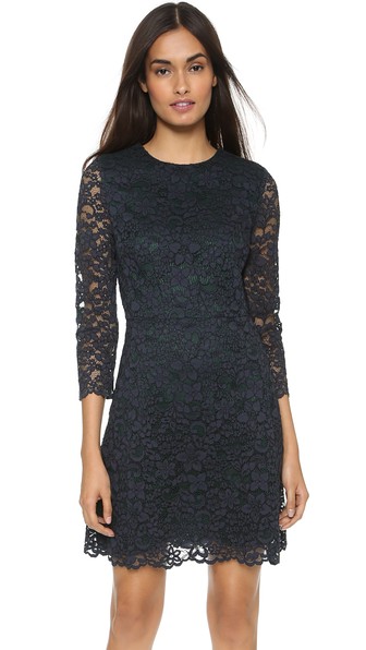 Tory Burch Lace 3/4 Sleeve Dress in Med Navy lace dresses for summer