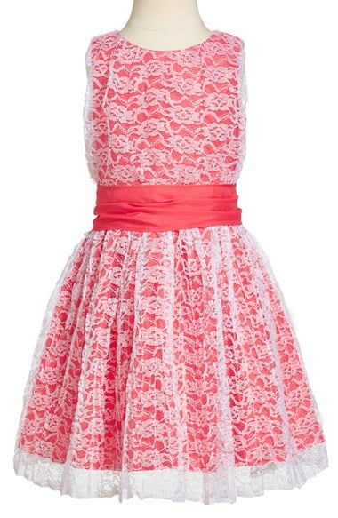 US Angels Lace Overlay Sleeveless Dress for Toddler Girls or Little Girls