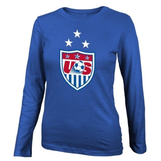 US Soccer Girls Youth Royal 3-Star Fashion Fit Crest Long Sleeve T-Shirt
