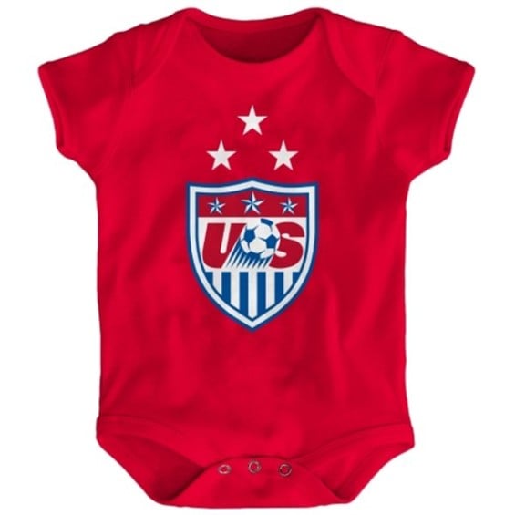 US Soccer Newborn Red 3-Star Crest Bodysuit