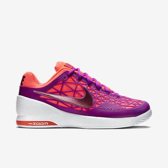 Nike Zoom Cage 2 Women's Tennis Shoe in Fuchsia Flash/White/Classic Charcoal/Hot Lava serena williams nike tennis collection wimbledon