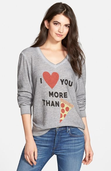 Wildfox 'More Than Pizza' V-Neck Pullover Sweatshirt (Nordstrom Exclusive)
