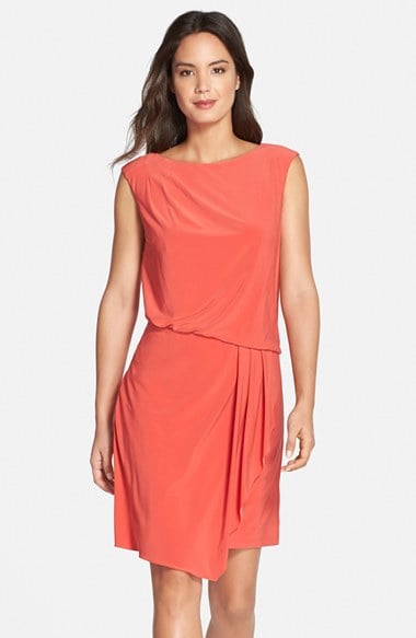 Adrianna Papell Blouson Sheath Dress in Coral wrap dresses summer