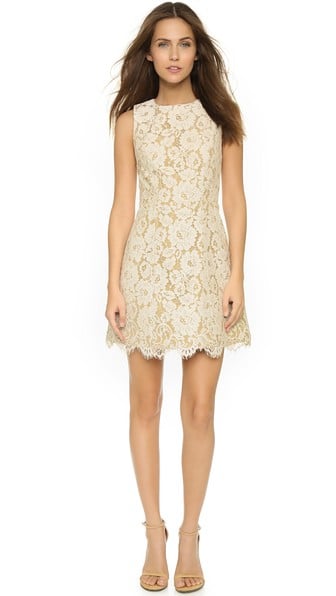 alice + olivia Leann Sleeveless Bell Dress in Ivory and Tan