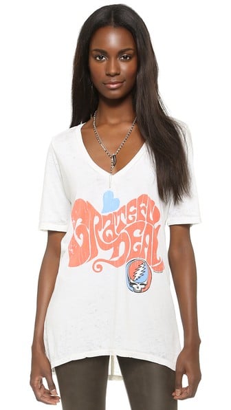 Chaser Grateful Dead Hippie V Neck Tee in Salt. 