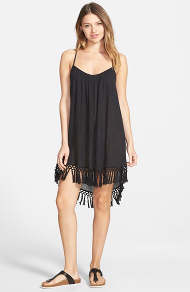 Volcom 'Oh Dang' Fringe Swing Dress in Black