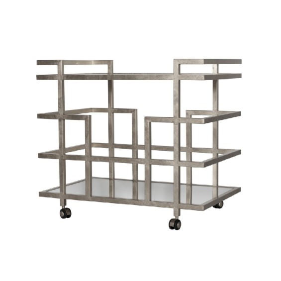 Ireland Silver Leaf Linear Bar Cart
