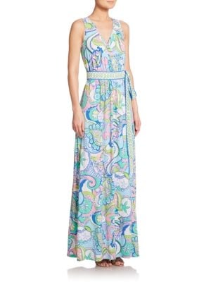 Lilly Pulitzer BELLINA MAXI WRAP DRESS in Multi Conch Republic