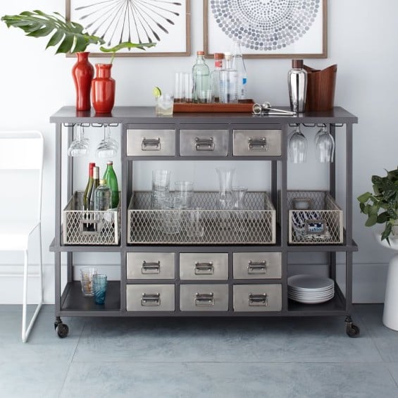 Industrial Rolling Bar Cart West Elm 