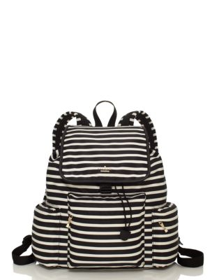 kate spade new york Stripe CLASSIC NYLON CLAY in black and clotted cream