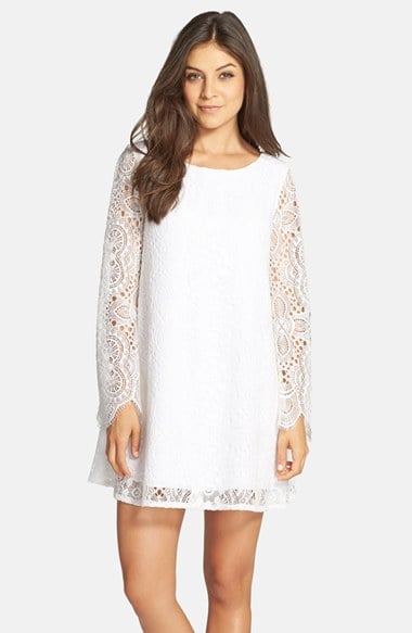 Lilly Pulitzer® 'Colette' Lace Overlay Tunic Dress in Coconut Sunburst Lace