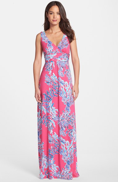 Lilly Pulitzer® 'Sloane' Print Jersey Maxi Dress in Capri Pink