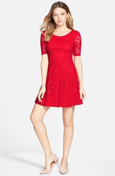 Lush Lace Skater Dress in Red