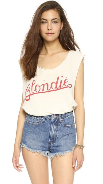 MADEWORN ROCK Blondie Rock Printed Tank in Dirty White 