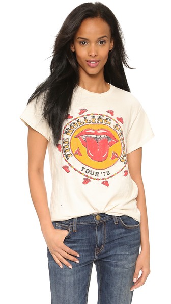 MADEWORN ROCK Rolling Stones 1978 Rock Printed Tee in Dirty White